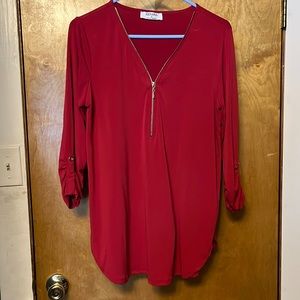 Zenana Red Blouse with gold zipper